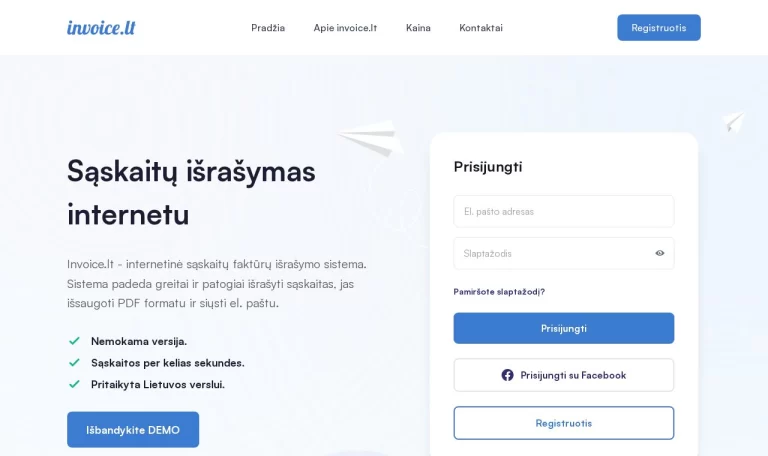 invoice.lt – ekrano vaizdas