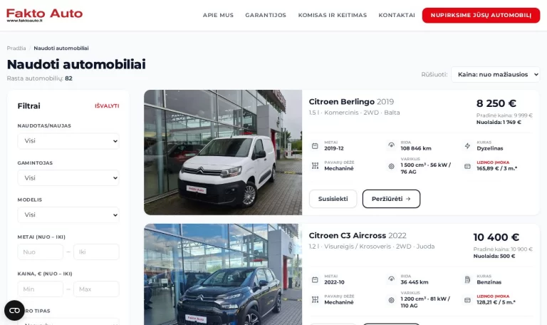 naudoti-automobiliai.lt – ekrano vaizdas
