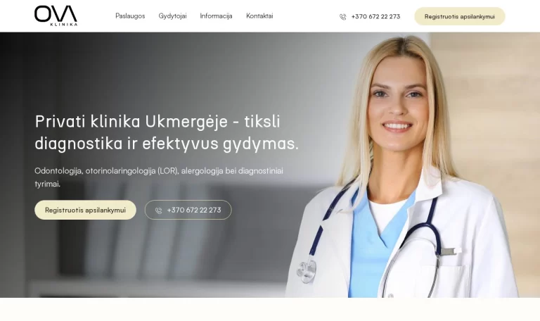 OVA klinika – ekrano vaizdas