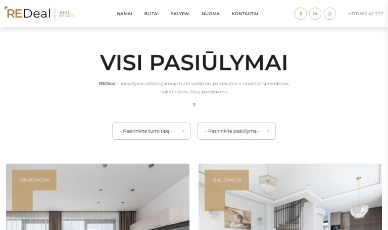 redeal.lt – ekrano vaizdas